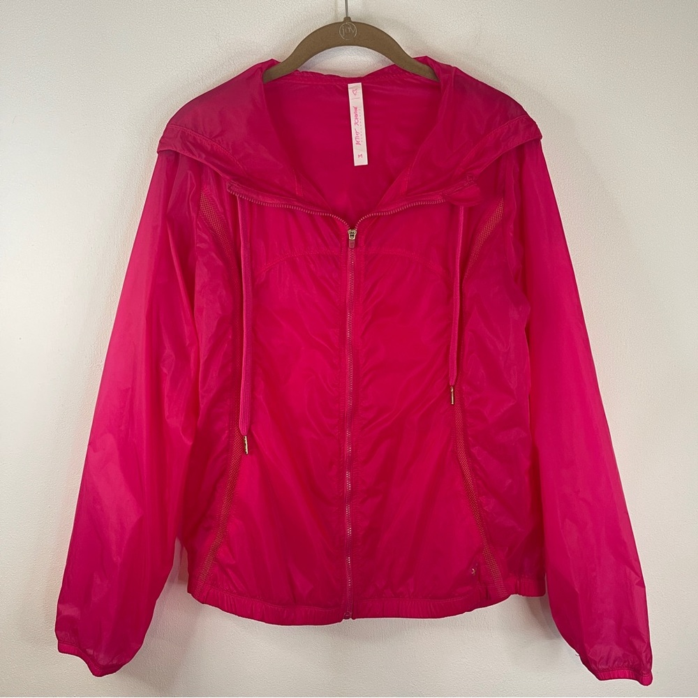 Betsey Johnson Performance Bright Pink Lightweight Jacket Windbreaker Size M